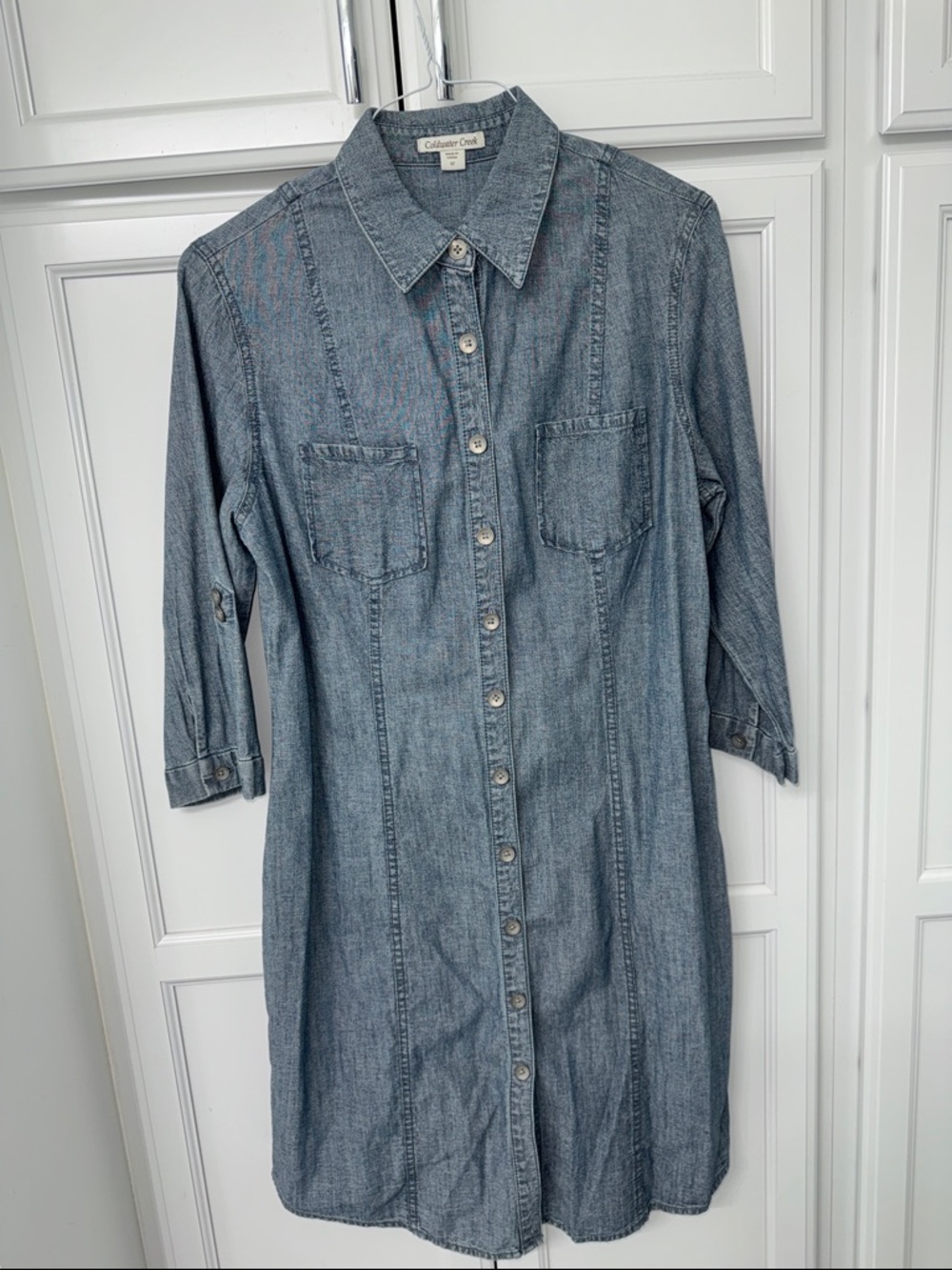 Coldwater Creek Chambray Shirt Dress in Light Blue